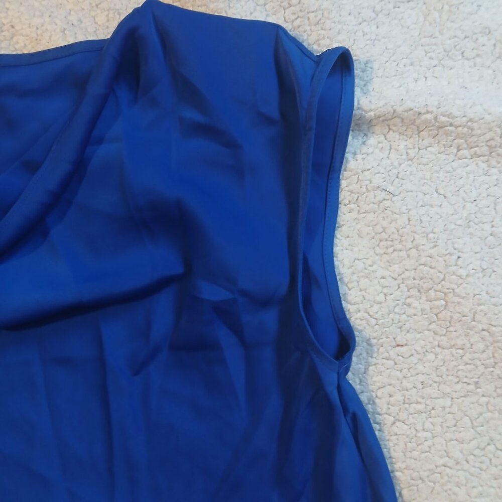Banana Republic Factory Women's Cowl Neck Cap Sleeve Blouse Blue GUC - Picture 3 of 7